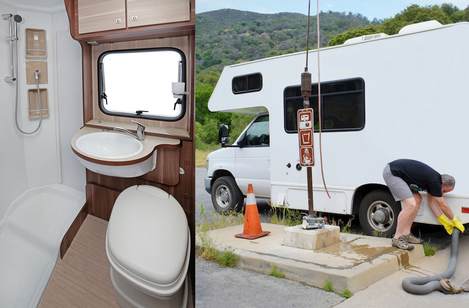 Portable RV/camper toilet and holding tank setup in Cumberland, Maryland