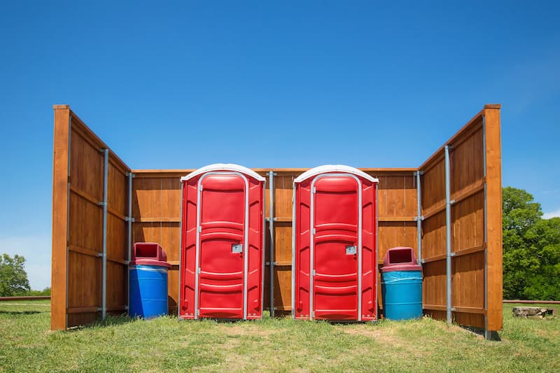 Short-term porta potty units staged for delivery in Cumberland, Maryland